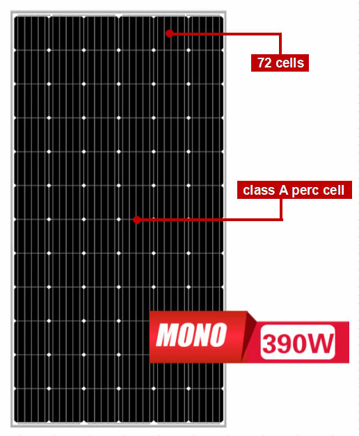 72 cells standard size mono black solar panels 390w6