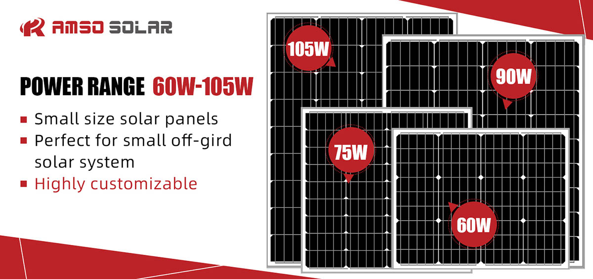 Small size customized mono solar panels 60w75w90w105w6
