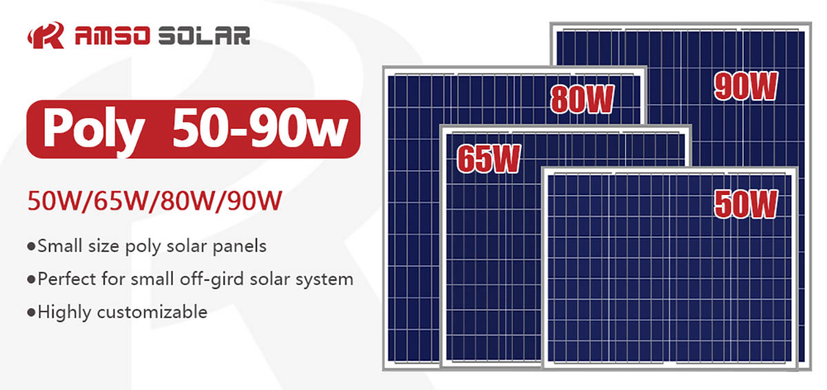 Small size customized poly solar panels 50w65w80w90w3