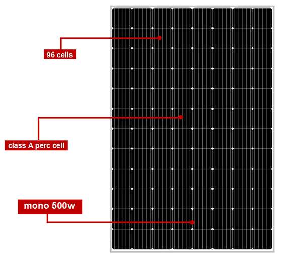96 cells large size mono black solar panels 500w-2