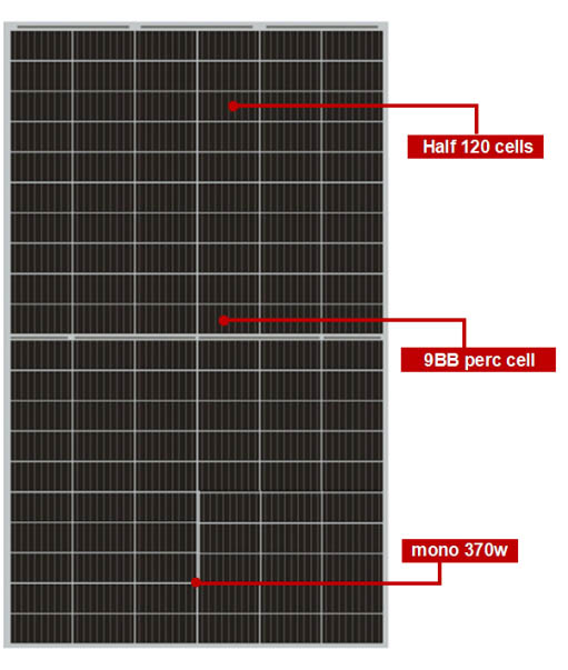 9BB 120 half cells mono solar panel 370w5